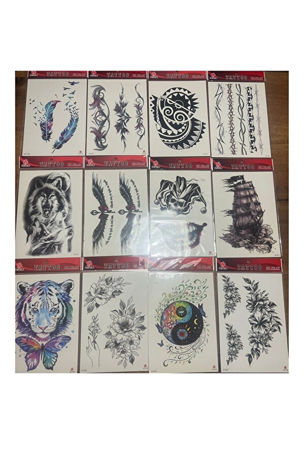 Ai̇rbrush Tattoo 12 Adet Büyük Boy Yapıştırma Geçi̇ci̇ Dövme Seti̇ Seri̇6