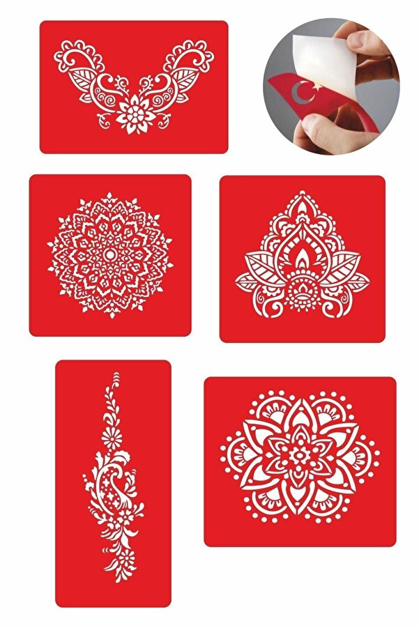 Ai̇rbrush Tattoo Dantel Modelleri̇ 5 Adet Geçi̇ci̇ Dövme Kına Şablonu