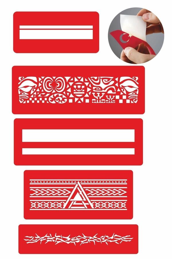 Ai̇rbrush Tattoo Kol Bantları Kabi̇le Moti̇fleri̇ 5 Adet Geçi̇ci̇ Dövme Kına Şablonu