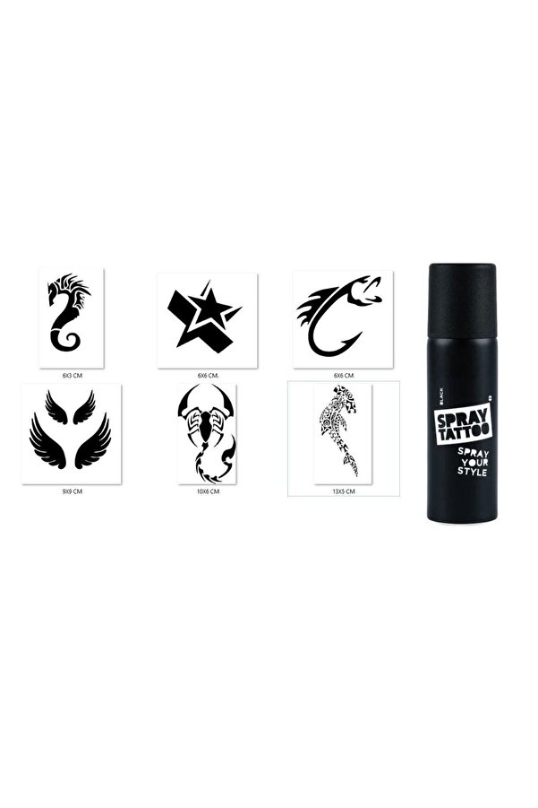 Ai̇rbrush Tattoo Balık Akrep Spray Tattoo Geçi̇ci̇ Si̇yah Sprey Dövme Seti̇