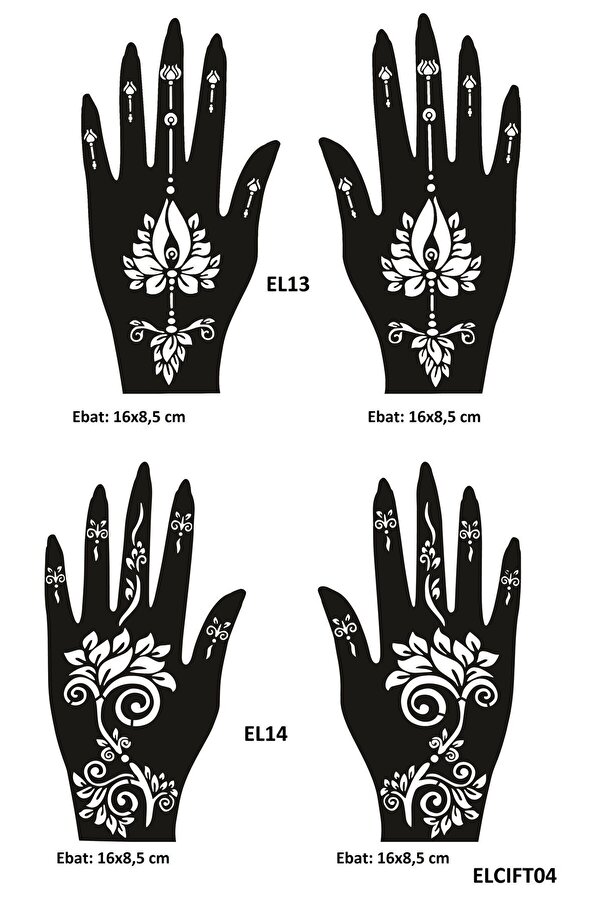 Ai̇rbrush Tattoo Lotus Desenler 4 Adet 2 Çi̇ft El Kına Kına Kalıpları Sadece Kalıp Seti̇
