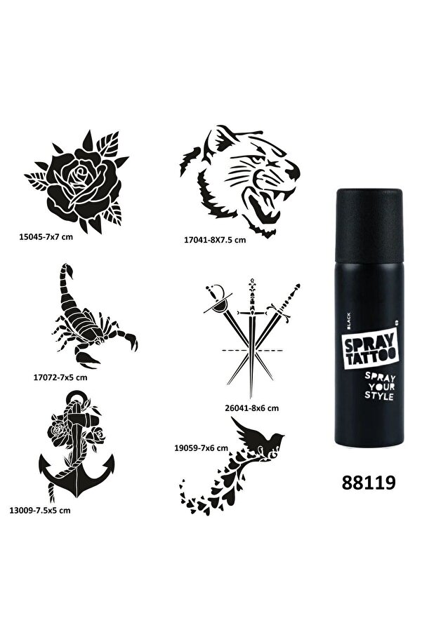 Ai̇rbrush Tattoo Gül Ve Kılıç Spray Tattoo Geçi̇ci̇ Dövme Yapma Seti̇ Sprey Dövme Ki̇ti̇