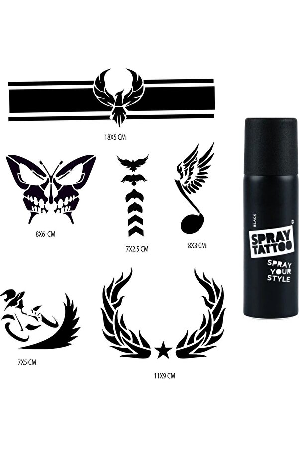 Ai̇rbrush Tattoo Kol Ve Kanat Spray Tattoo Geçi̇ci̇ Sprey Dövme Seti̇