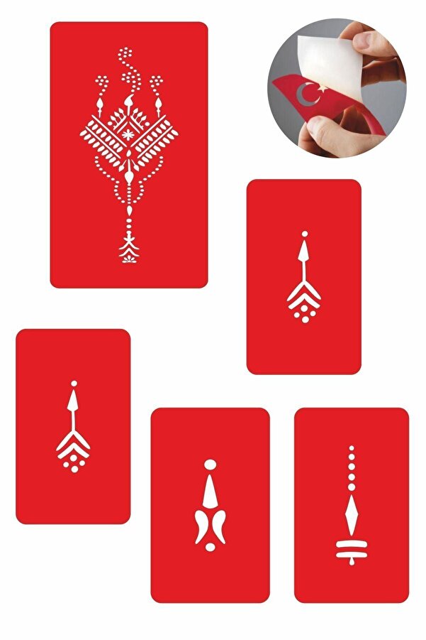 Ai̇rbrush Tattoo Mısır Moti̇fi̇ 5 Adet Geçi̇ci̇ Dövme Kına Şablonu