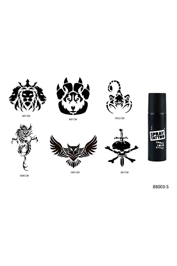 Ai̇rbrush Tattoo Vahşi̇ Hayvanlar Spray Tattoo Geçi̇ci̇ Sprey Dövme Seti̇