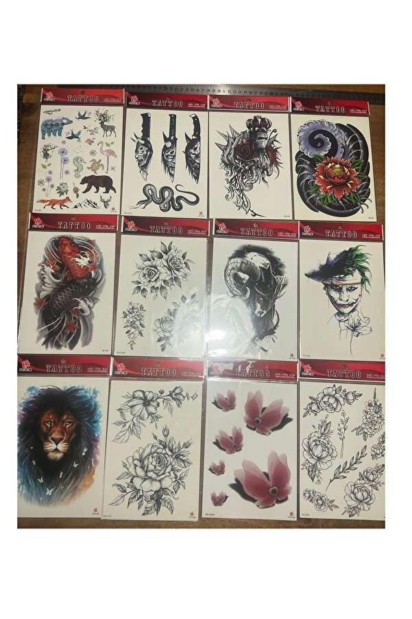 Ai̇rbrush Tattoo 12 Adet Büyük Boy Yapıştırma Geçi̇ci̇ Dövme Seti̇ Seri̇9
