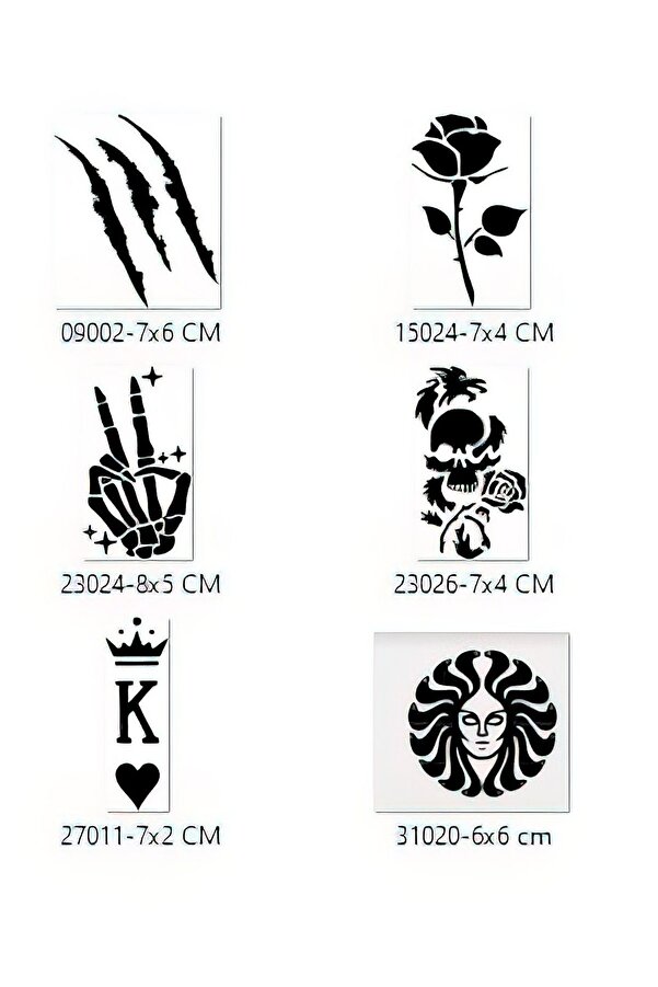 Ai̇rbrush Tattoo İskelet Zafer Geçi̇ci̇ Dövme Şablonu Seti̇ Sadece Desen