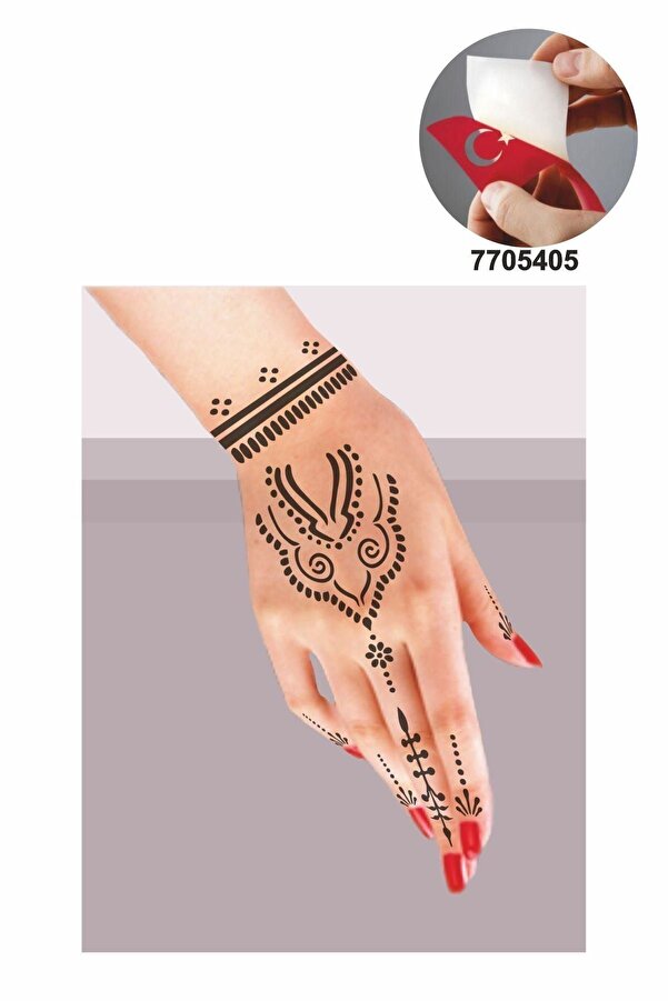 Ai̇rbrush Tattoo Çi̇çekli̇ Kubbe 5 Adet Geçi̇ci̇ Dövme Kına Şablonu