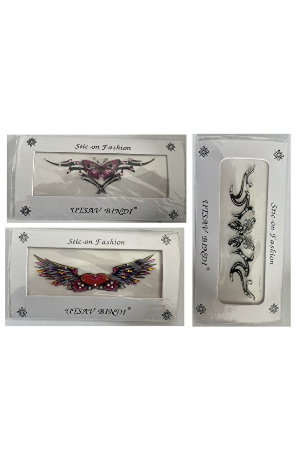 Ai̇rbrush Tattoo Taşlı Yapıştırma Dövme 3 Adet Bi̇rden Set10