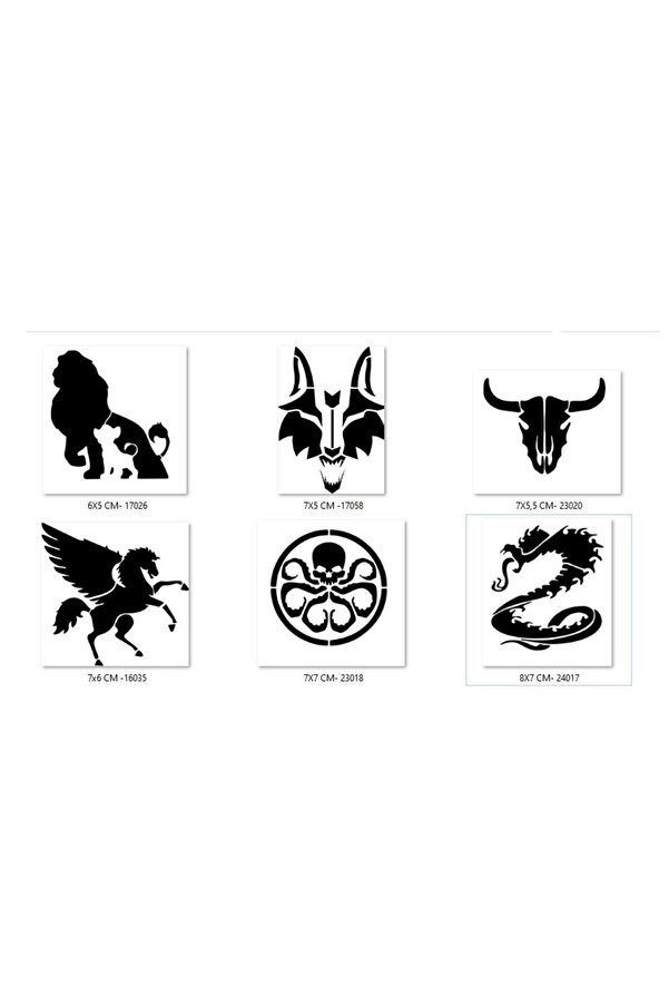 Ai̇rbrush Tattoo Dragon Kurt Geçi̇ci̇ Dövme Şablonu Seti̇ Sadece Desen
