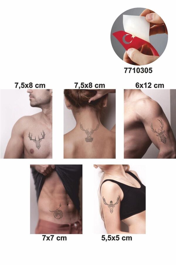 Ai̇rbrush Tattoo Geyi̇k Desenleri̇ 5 Adet Geçi̇ci̇ Dövme Kına Şablonu
