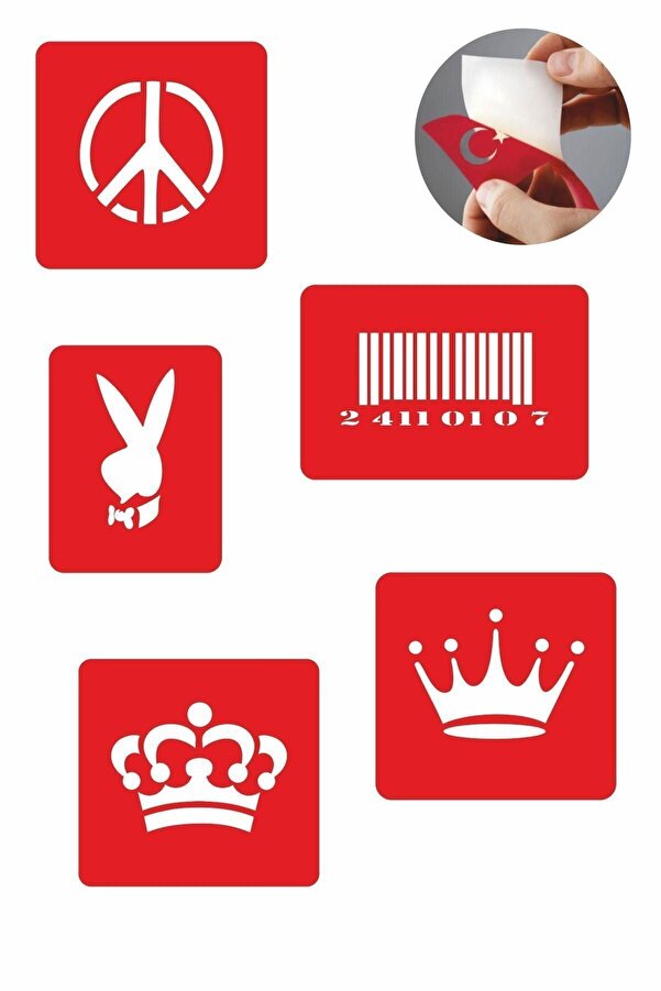 Ai̇rbrush Tattoo Semboller 5 Adet Geçi̇ci̇ Dövme Kına Şablonu