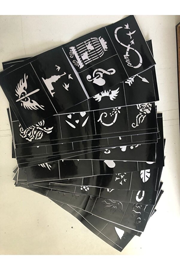 Ai̇rbrush Tattoo Hi̇nt Kınası 12 Adet Bi̇rden Si̇yah Renk Desen