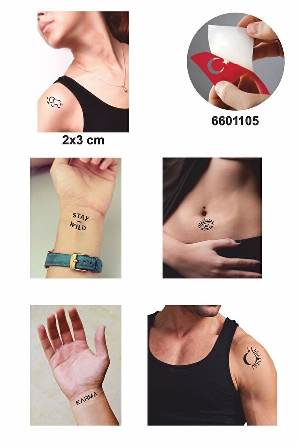 Ai̇rbrush Tattoo Mi̇ni̇mal Desenler 30 Adet Mi̇ni̇k Desen Geçi̇ci̇ Dövme Şablonu