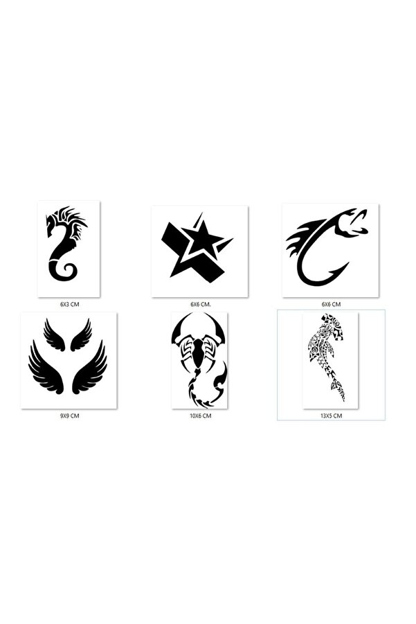 Ai̇rbrush Tattoo Balık Akrep Geçi̇ci̇ Dövme Şablonu Seti̇ Sadece Desen