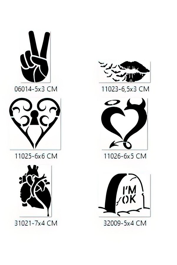 Ai̇rbrush Tattoo Aşkın Zaferi̇ Geçi̇ci̇ Dövme Şablonu Seti̇ Sadece Desen