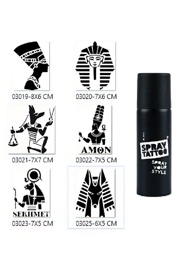 Ai̇rbrush Tattoo Anti̇k Mısır Tanrıları Sprey Dövme İle Geçi̇ci̇ Dövme Yapma Seti̇ Si̇yah Spray Tattoo