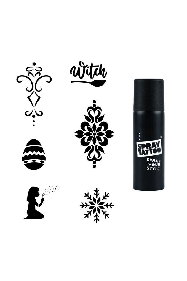 Ai̇rbrush Tattoo Mandala Ve Kar Tanesi̇ Spray Tattoo Geçi̇ci̇ Dövme Seti̇ Dark Si̇yah Sprey
