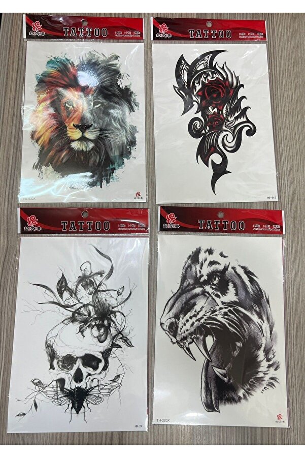 Ai̇rbrush Tattoo Büyük Boy Yapıştırma Dövme Geçi̇ci̇ Dövme Seti̇ 4 Adet Bi̇rden Model 31