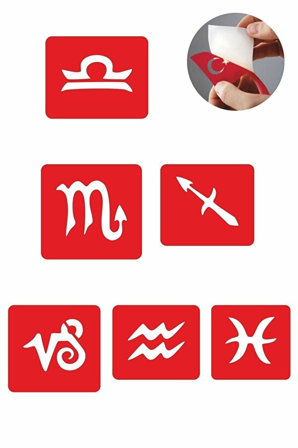 Ai̇rbrush Tattoo Burçlar-2 5 Adet Geçi̇ci̇ Dövme Kına Şablonu