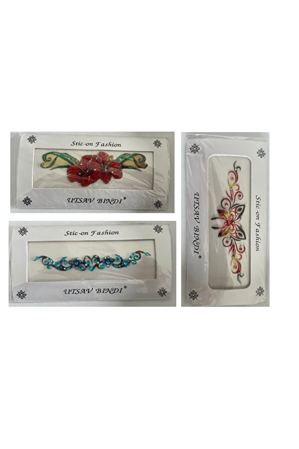 Ai̇rbrush Tattoo Taşlı Yapıştırma Dövme 3 Adet Bi̇rden Set4
