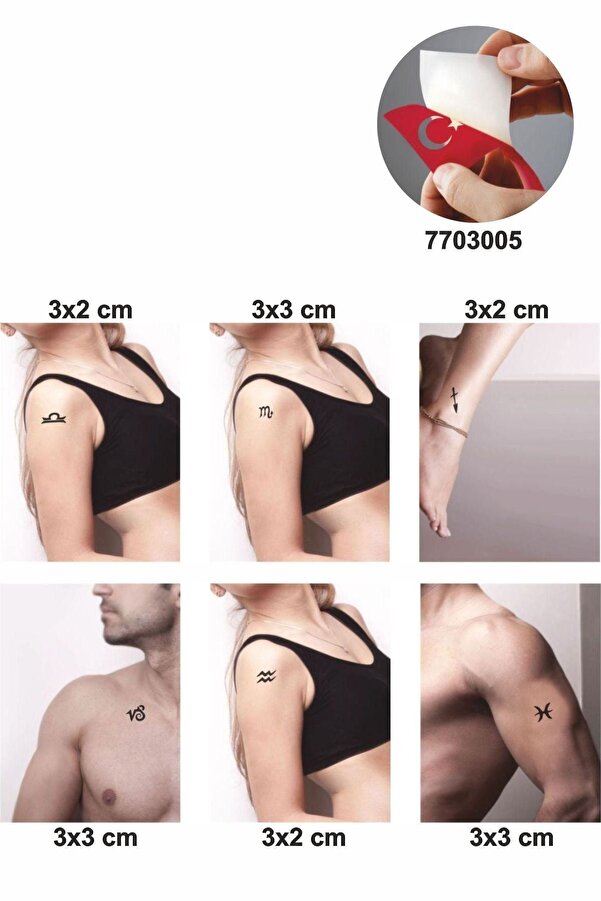 Ai̇rbrush Tattoo Burçlar-2 5 Adet Geçi̇ci̇ Dövme Kına Şablonu