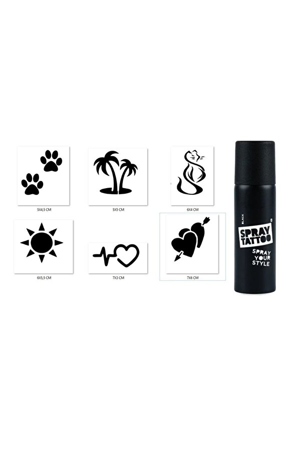 Ai̇rbrush Tattoo Romanti̇k Modeller Spray Tattoo Geçi̇ci̇ Dövme Yapma Seti̇ Si̇yah Sprey Dövme