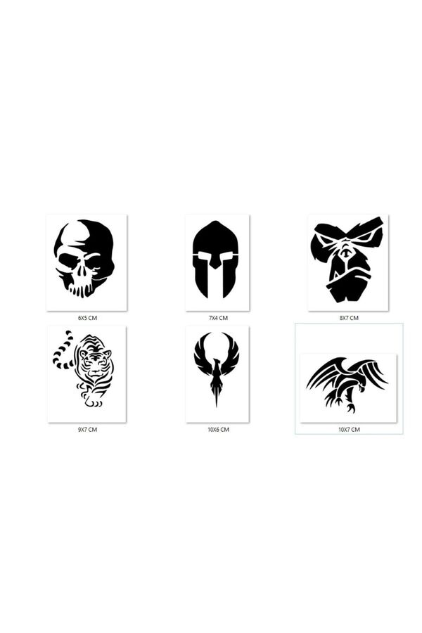 Ai̇rbrush Tattoo Kartal Kaplan Geçi̇ci̇ Dövme Şablonu Seti̇ Sadece Desen