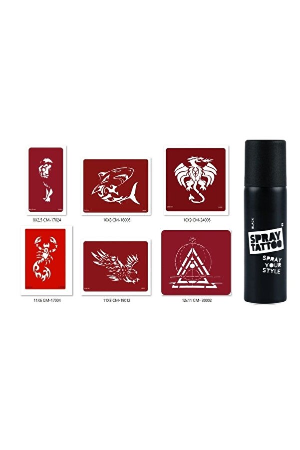 Ai̇rbrush Tattoo Shark Dragon Spray Tattoo Geçi̇ci̇ Sprey Dövme Seti̇