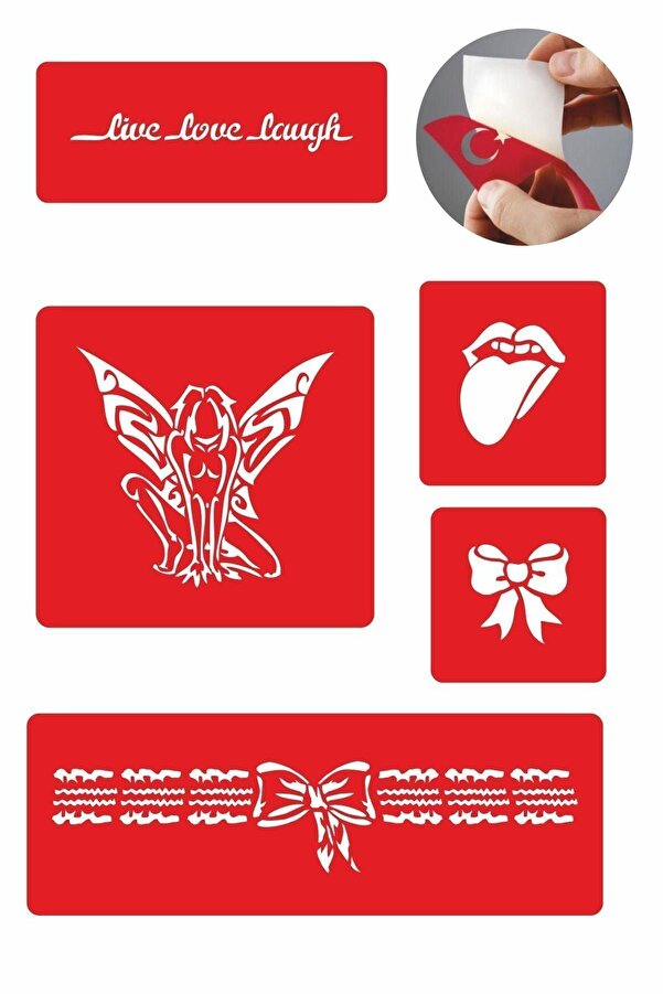 Ai̇rbrush Tattoo Yaşa Sev Gül 5 Adet Geçi̇ci̇ Dövme Kına Şablonu