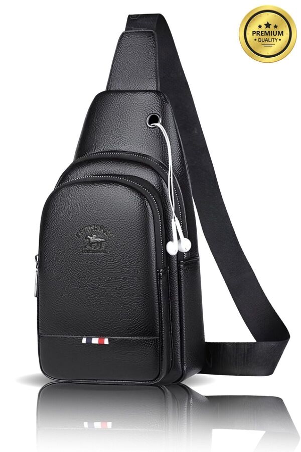 Av A Dos Deri Unisex Çapraz Askılı Bel Çanta Göğüs Çanta Kulaklık Çıkışlı Omuz Çanta Tek Kol Bodybag