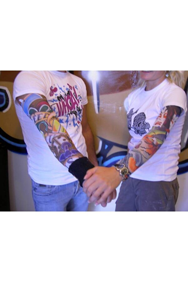 İRHANLAR Giyilebilir Dövme Tatto Sleeves Kol Dövmesi Geçici Dövme Çorap Dövme 2 Adet Güneşten Korur