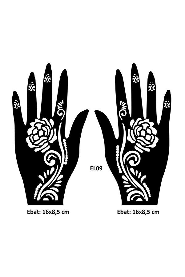 Ai̇rbrush Tattoo Güllü Desenler El Üstü 2 Adet Kına Kalıbı Kınasız Sadece Desen