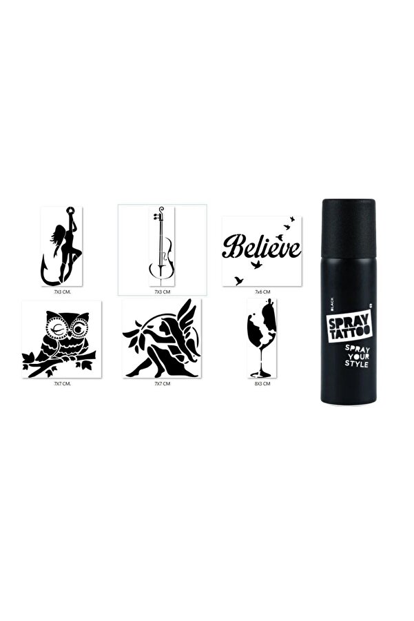 Ai̇rbrush Tattoo Aşkın Büyüsü Spray Tattoo Geçi̇ci̇ Dövme Yapma Seti̇ Si̇yah Sprey Dövme