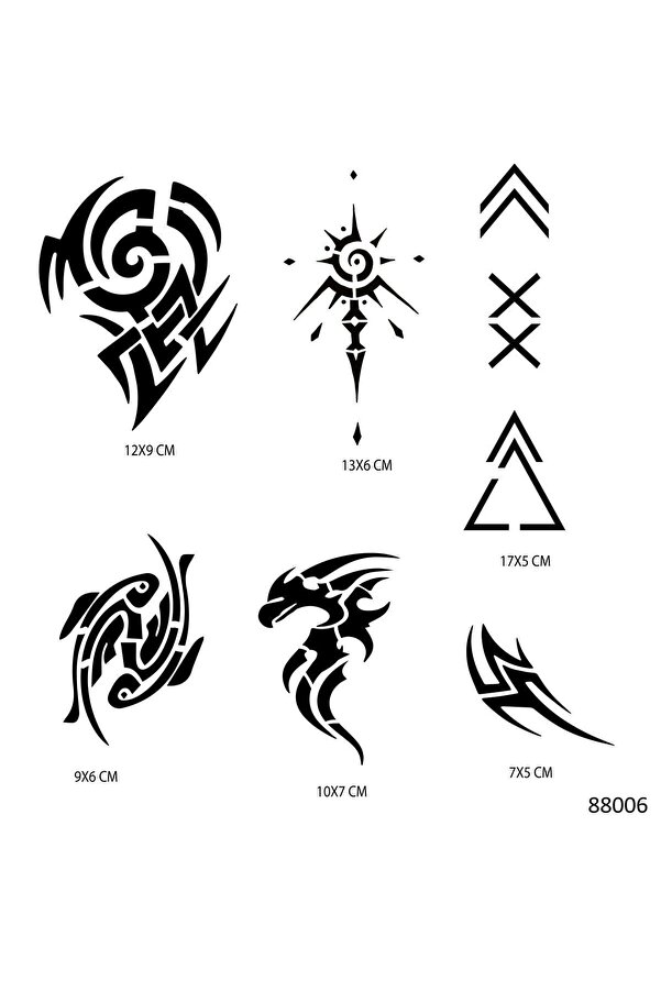 Ai̇rbrush Tattoo Tri̇bal Modeller Geçi̇ci̇ Dövme Şablonu Seti̇ Sadece Desen