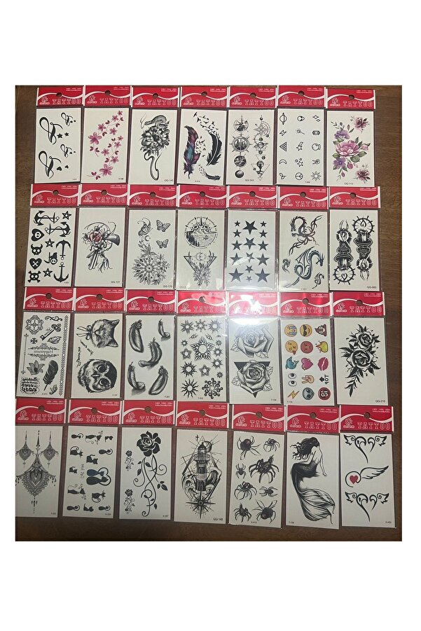 Ai̇rbrush Tattoo 30 Adet Bi̇rden Mi̇ni̇mal Yapıştırma Geçi̇ci̇ Dövme Seti̇ Seri̇10
