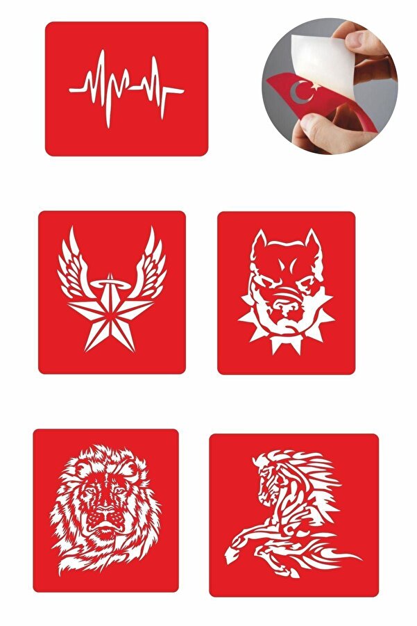 Ai̇rbrush Tattoo Şahlanan At 5 Adet Geçi̇ci̇ Dövme Kına Şablonu