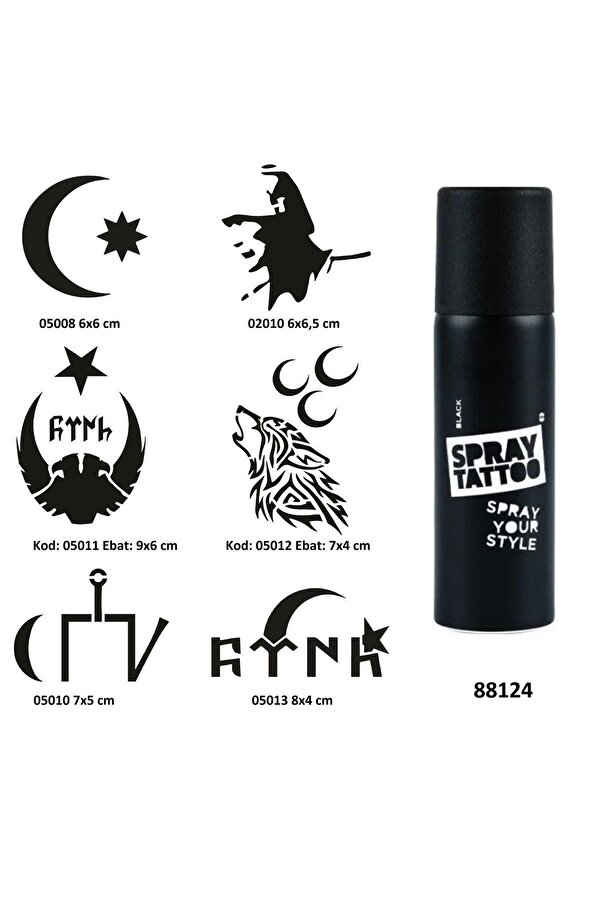 Ai̇rbrush Tattoo Mi̇lli̇ Semboller Spray Tattoo Geçi̇ci̇ Dövme Yapma Seti̇ Dark Si̇yah
