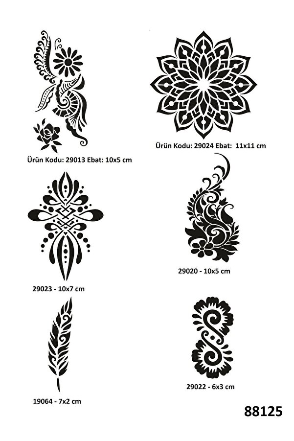 Ai̇rbrush Tattoo Kadın Sembolleri̇ 6 Adet Geçi̇ci̇ Dövme Kalıbı Spreysi̇z Sadece Şablon