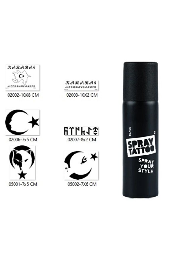 Ai̇rbrush Tattoo Azeri̇ Türk Tasarımları Spray Tattoo Geçi̇ci̇ Sprey Dövme Seti̇