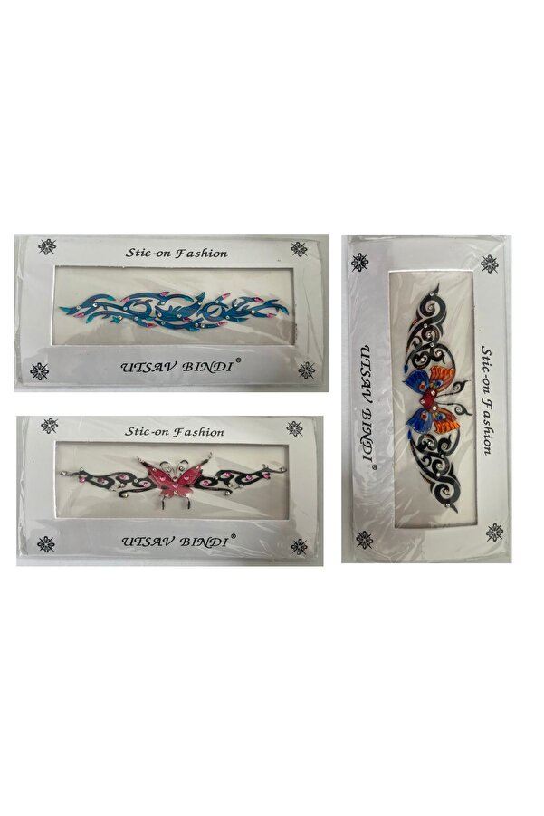 Ai̇rbrush Tattoo Taşlı Yapıştırma Dövme 3 Adet Bi̇rden Set5
