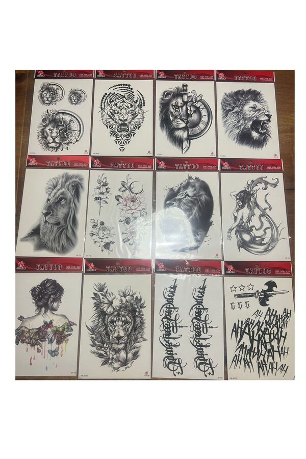 Ai̇rbrush Tattoo 12 Adet Büyük Boy Yapıştırma Geçi̇ci̇ Dövme Seti̇ Seri̇8