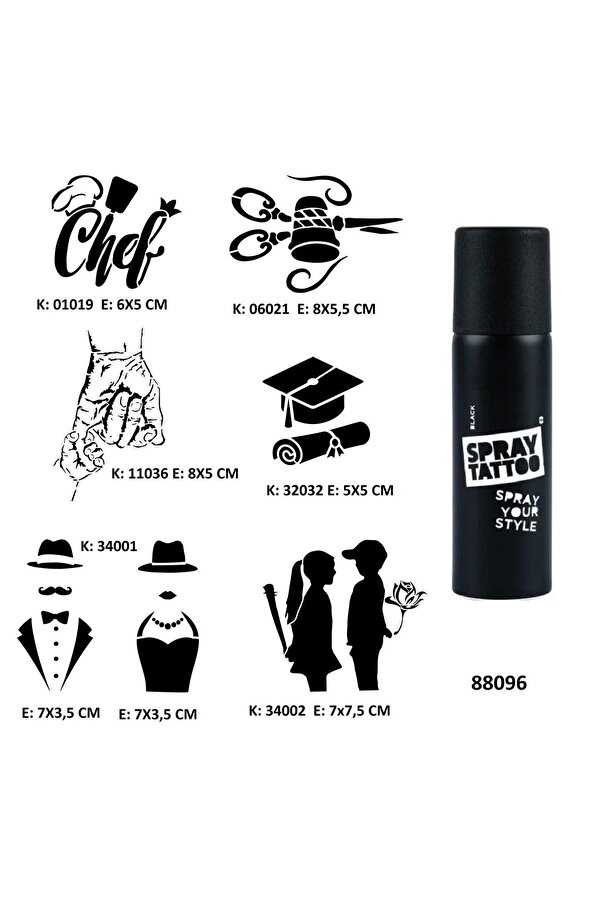 Ai̇rbrush Tattoo Sanatsal Modeller Spray Tattoo Geçi̇ci̇ Dövme Seti̇ Dark Si̇yah Sprey