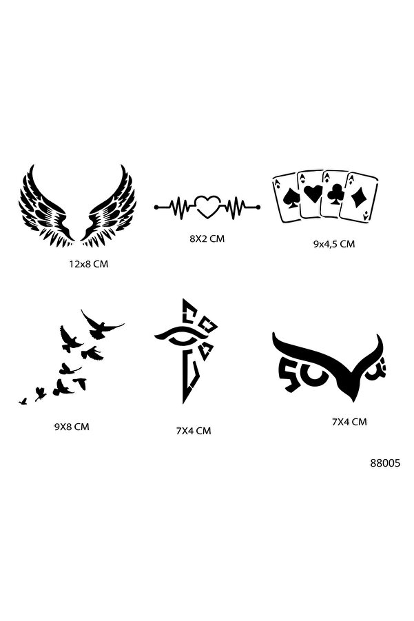 Ai̇rbrush Tattoo Tri̇bal Kanat Şansı Geçi̇ci̇ Dövme Şablonu Seti̇ Sadece Desen