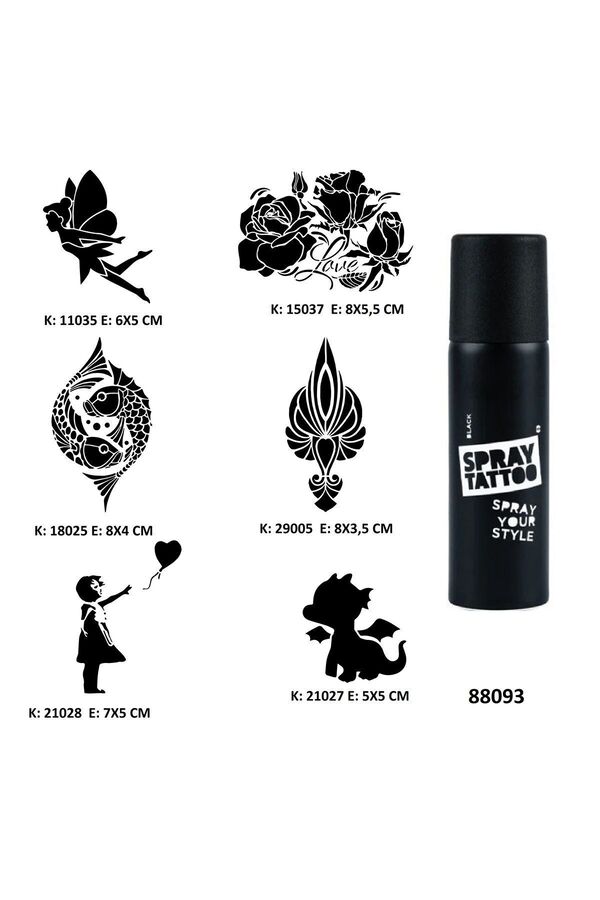 Ai̇rbrush Tattoo Sevi̇mli̇ Modeller Spray Tattoo Geçi̇ci̇ Dövme Seti̇ Dark Si̇yah Sprey