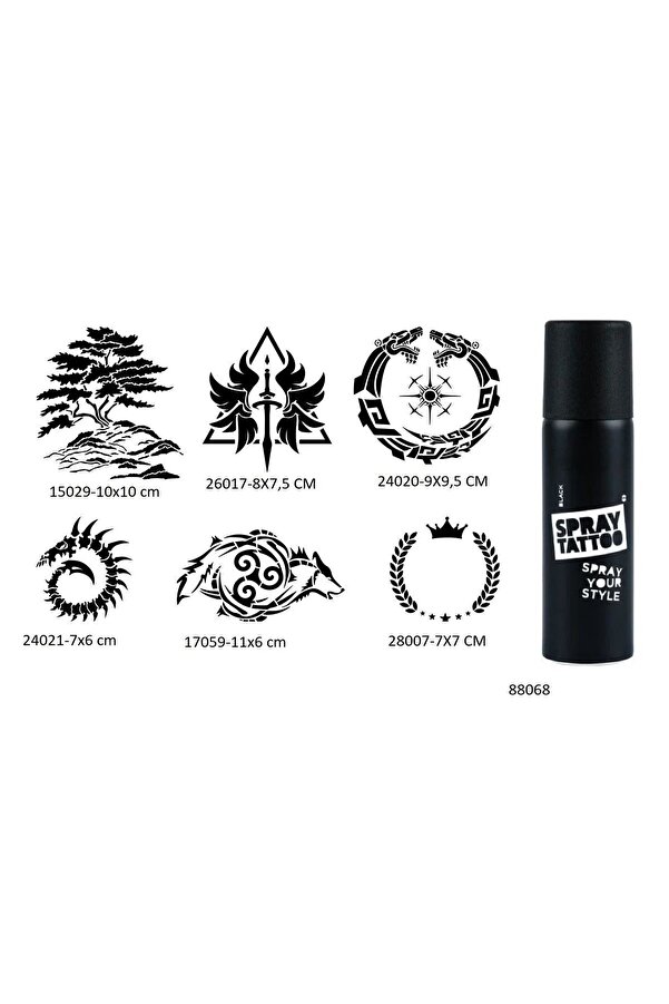 Ai̇rbrush Tattoo Hayat Ve Sonsuz Döngü 6 Adet Şablon Ve Si̇yah Sprey Geçi̇ci̇ Dövme Seti̇