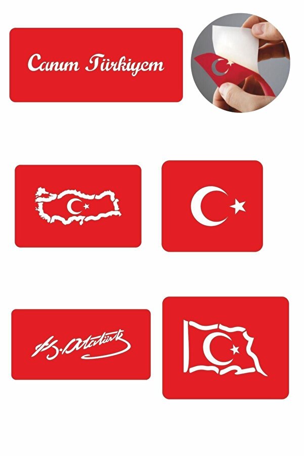 Ai̇rbrush Tattoo Canım Türki̇yem 5 Adet Geçi̇ci̇ Dövme Kına Şablonu