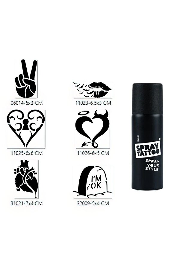 Ai̇rbrush Tattoo Aşkın Zaferi̇ Spray Tattoo Geçi̇ci̇ Sprey Dövme Seti̇