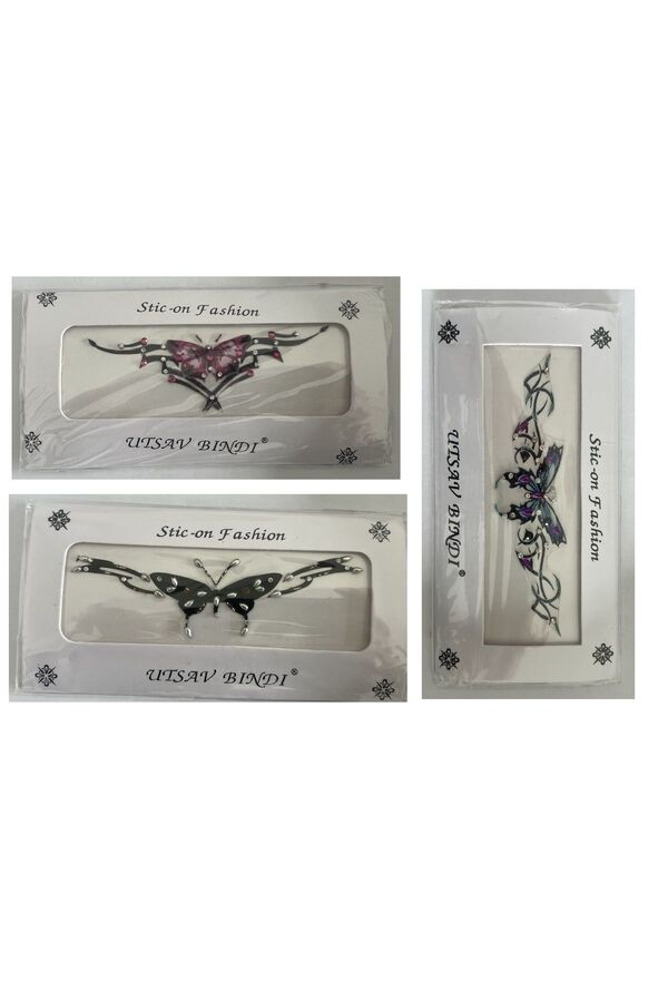 Ai̇rbrush Tattoo Taşlı Yapıştırma Dövme 3 Adet Bi̇rden Set15