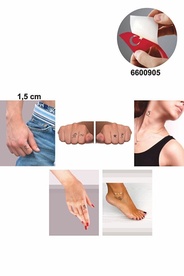Ai̇rbrush Tattoo Mi̇ni̇ Taçlı Harf Dövme Şablonu